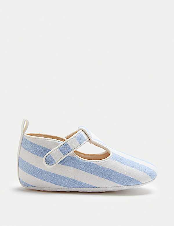 Baby Stripe T-Bar Pram Shoes (0-18 Mths) - AU