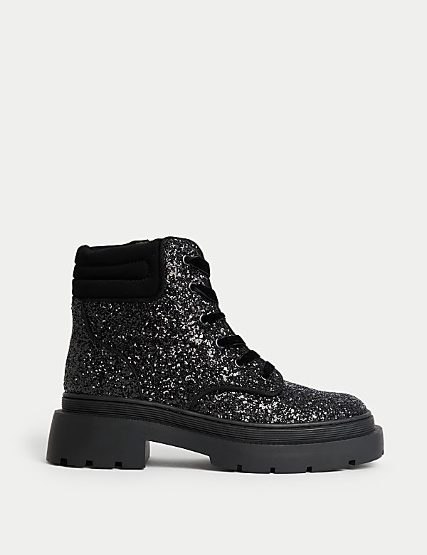 Black boots with glitter heel online