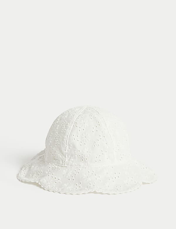 Kids Pure Cotton Embroidered Sun Hat 1 6 Yrs WHITE Hats M S DE