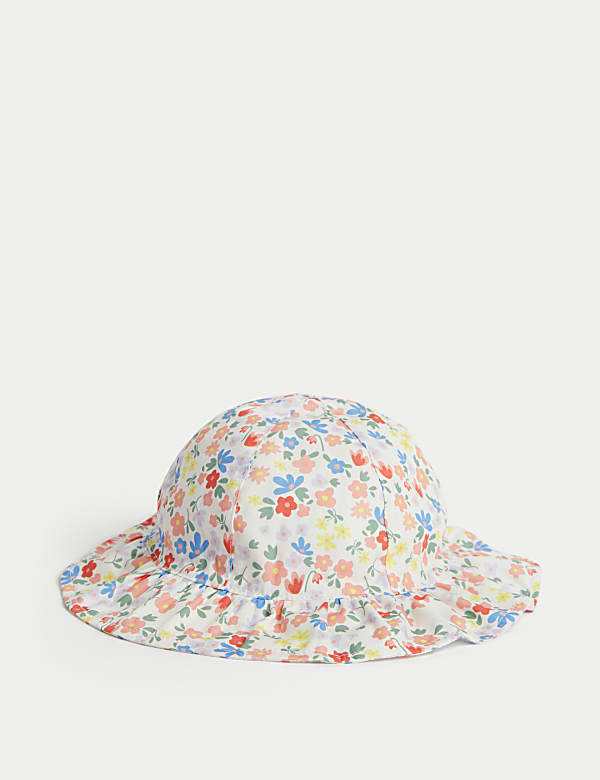 Kids' Pure Cotton Reversible Floral Sun Hat (1-6 Yrs) - GR