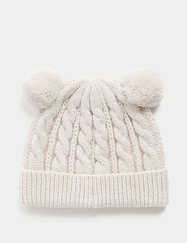 Gorro de invierno infantil de punto de ochos con doble pompón (0-3 años) - US