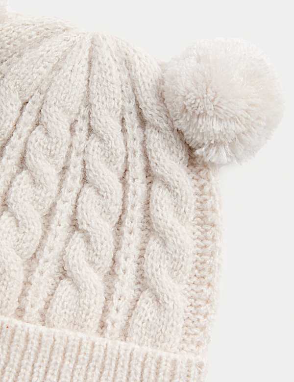 Gorro de invierno infantil de punto de ochos con doble pompón (0-3 años) - US