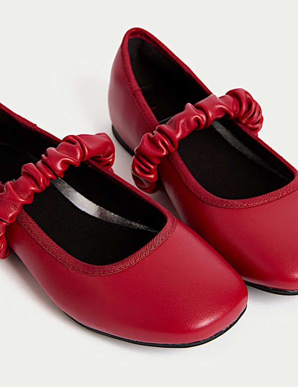 Kids' Ruched Strap Ballet Pumps (4 Small - 6 Large) - AT