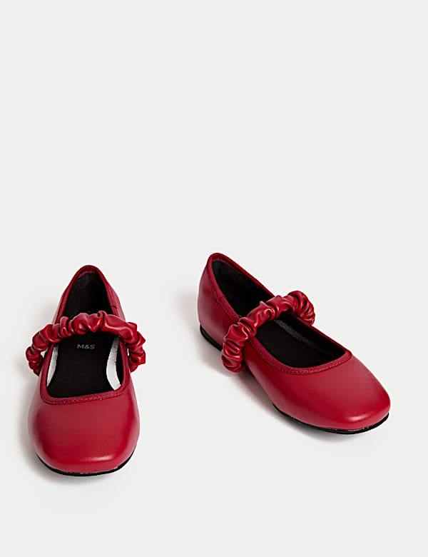 Kids' Ruched Strap Ballet Pumps (4 Small - 6 Large) - AT