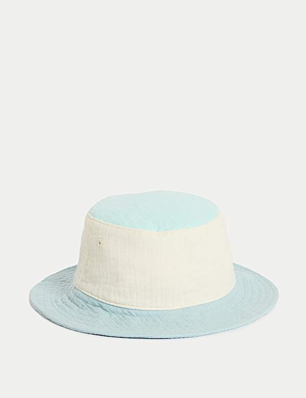 Kids' Pure Cotton Colour Block Bucket Hat (0-3 Yrs) - LT