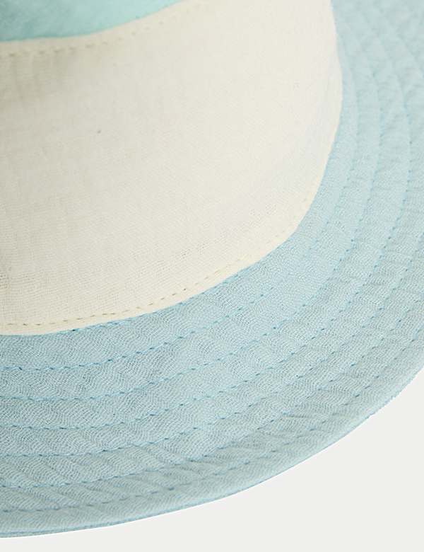 Kids' Pure Cotton Colour Block Bucket Hat (0-3 Yrs) - JO
