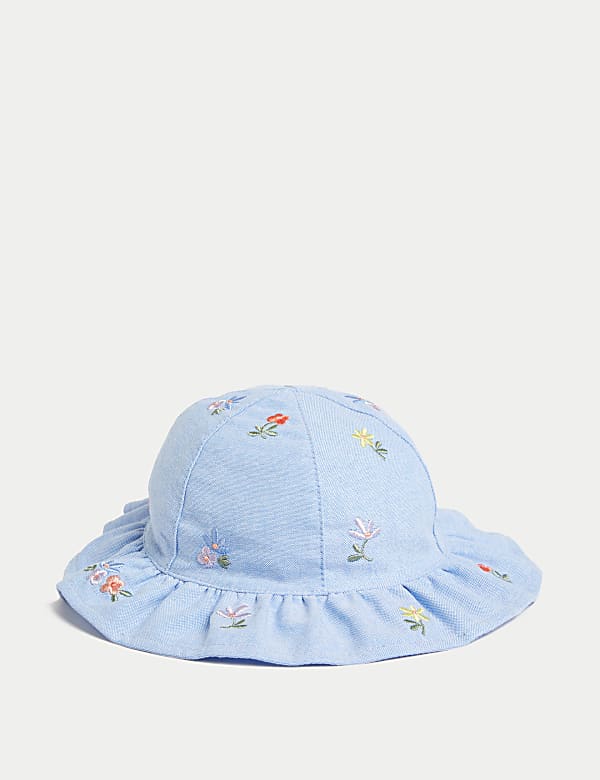 Embroidered Floral Sun Hat (0-12 Mths) - BG