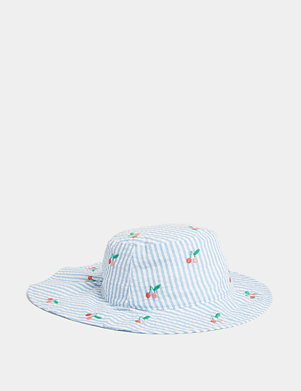 Kids' Pure Cotton Cherry Striped Sun Hat (1-6 Yrs) - RS