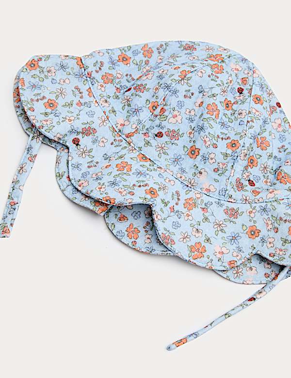 Gorro de pescador festoneado 100 % algod&oacute;n con estampado floral (0-3 a&ntilde;os) - ES