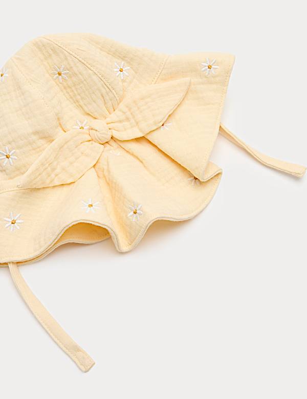Chapeau de soleil b&eacute;b&eacute; &agrave; broderie fleurie (jusqu&rsquo;au 3 ans) - CA
