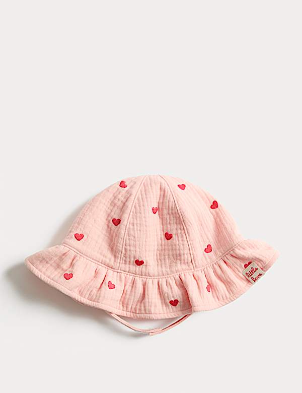 Pure Cotton Embroidered Heart Sun Hat (0-36 Months) - SI
