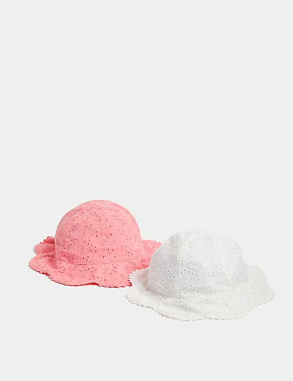 Kids' 2pk Pure Cotton Sun Hats (0-18 Mths) - AT