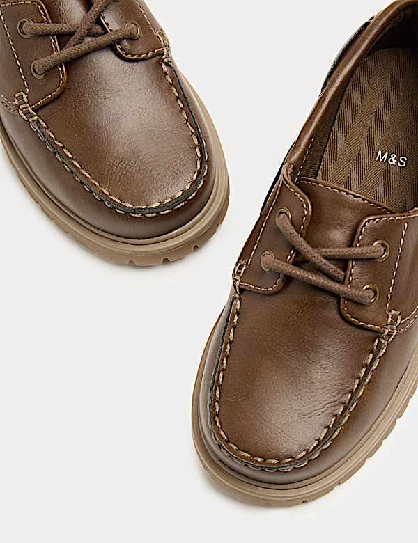 Kids Leather Plain Boat Shoes (6 Small-4 Large) - MX