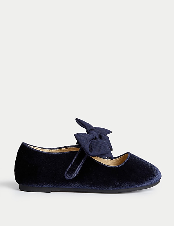 Kids Velvet Riptape Bow Mary Jane Shoes 4 Small 2 Large