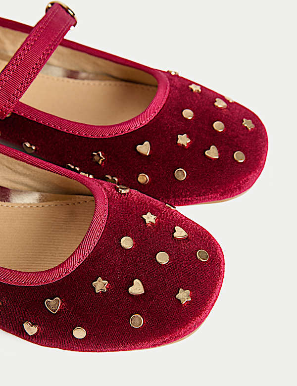 נעלי בלרינה מקטיפה עם ניטים לילדות (4 סמול - 2 לארג') - IL