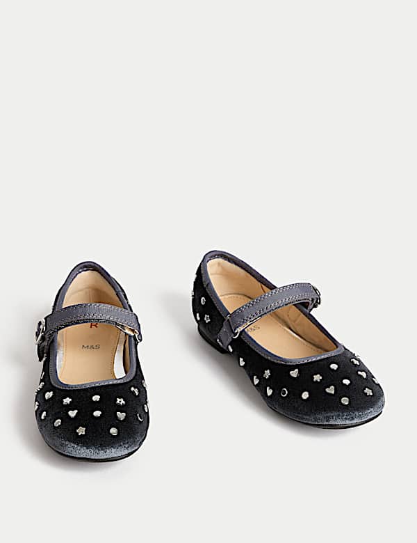 נעלי בלרינה מקטיפה עם ניטים לילדות (4 סמול - 2 לארג') - IL