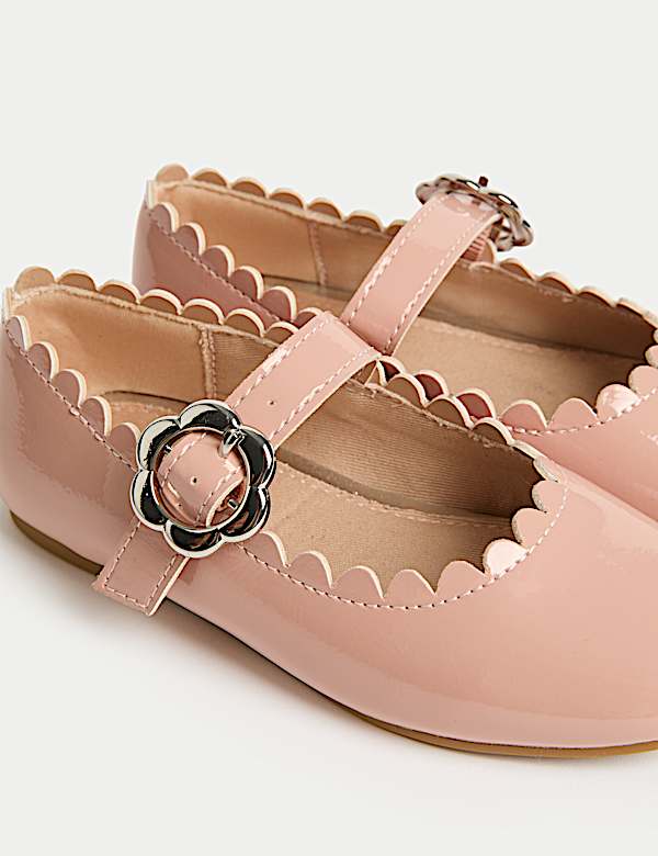 נעלי בלרינה בגימור מבריק עם שוליים מעוצבים לילדות (4 סמול - 2 לארג') - IL