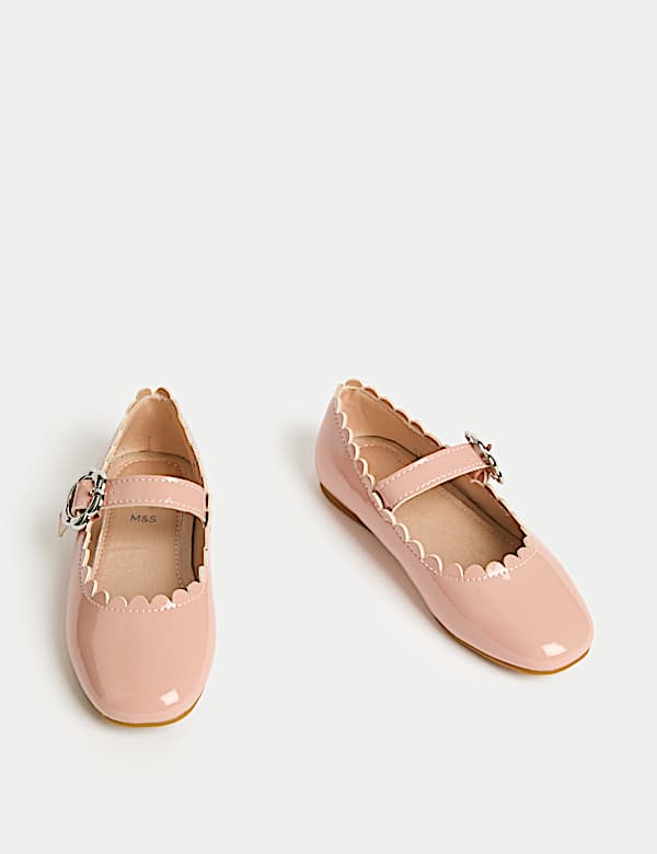 נעלי בלרינה בגימור מבריק עם שוליים מעוצבים לילדות (4 סמול - 2 לארג') - IL