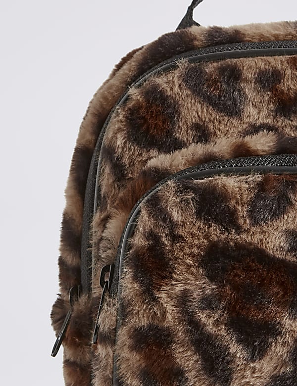 Kids’ Faux Fur Leopard  Mini Backpack