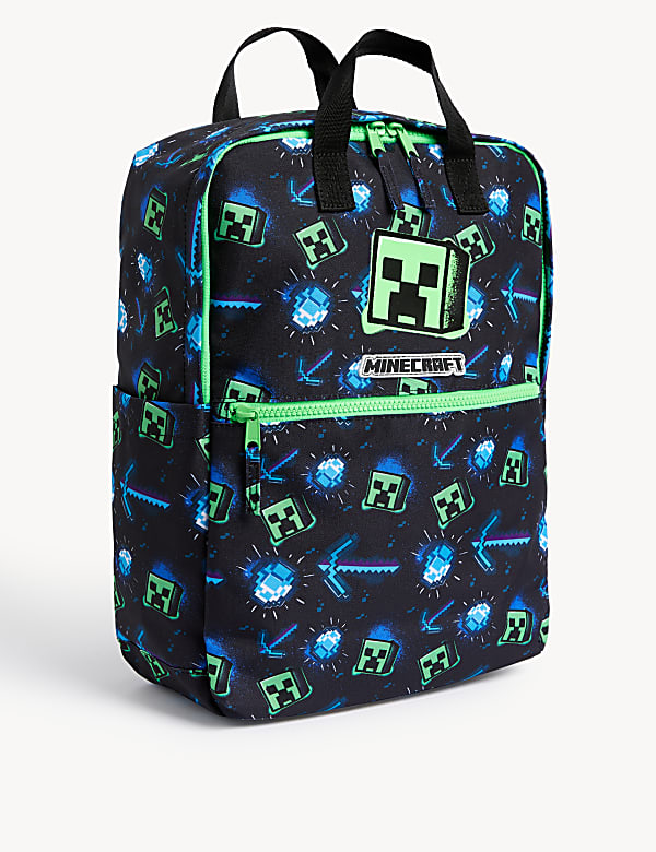 Kids Minecraft Water Repellent School Backpack BLACK School Bags M S CA