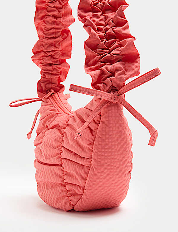 Textured Crossbody Ruched Bag - CN