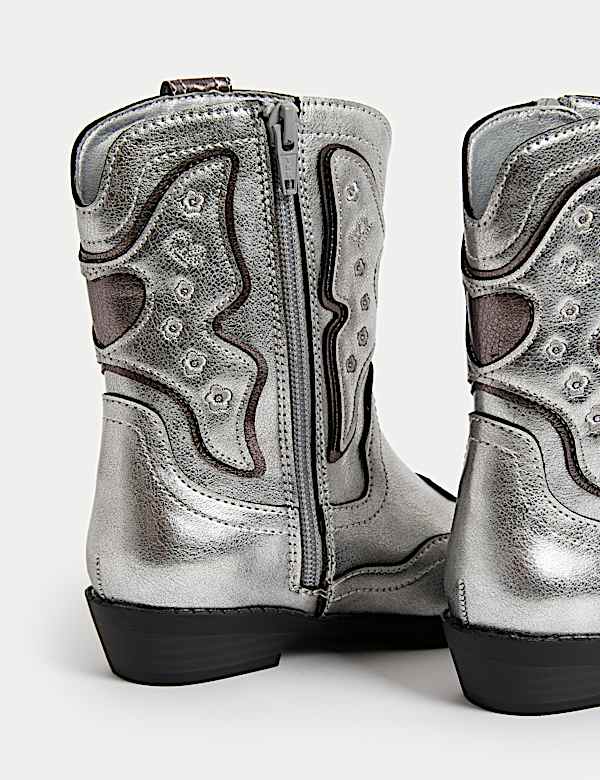 Kids' Metallic Western Boots (4 Small - 6 Large) - RO