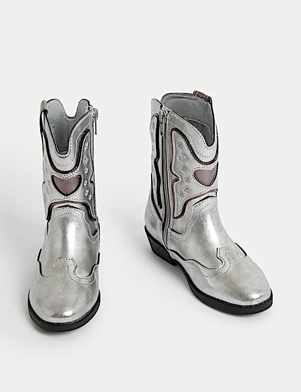Kids' Metallic Western Boots (4 Small - 6 Large) - RO