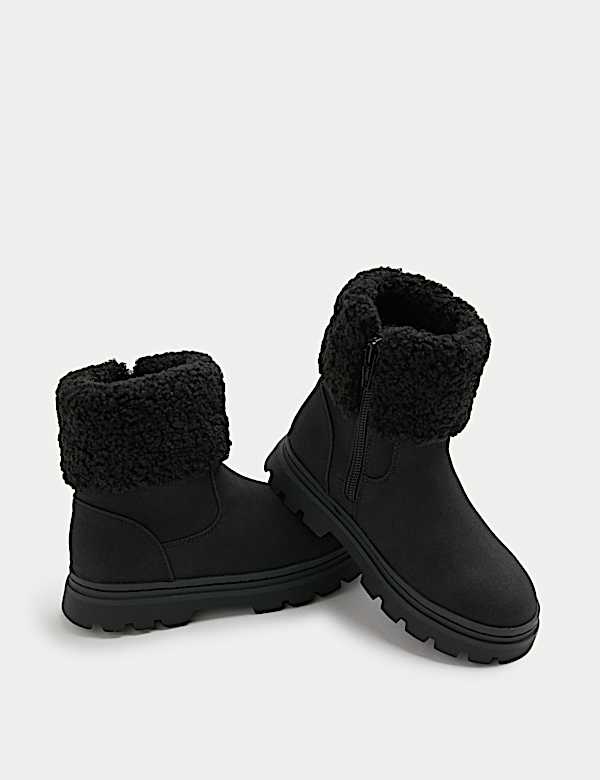 Kids' Borg Cuff Ankle Boots (4 Small - 2 Large) - AT