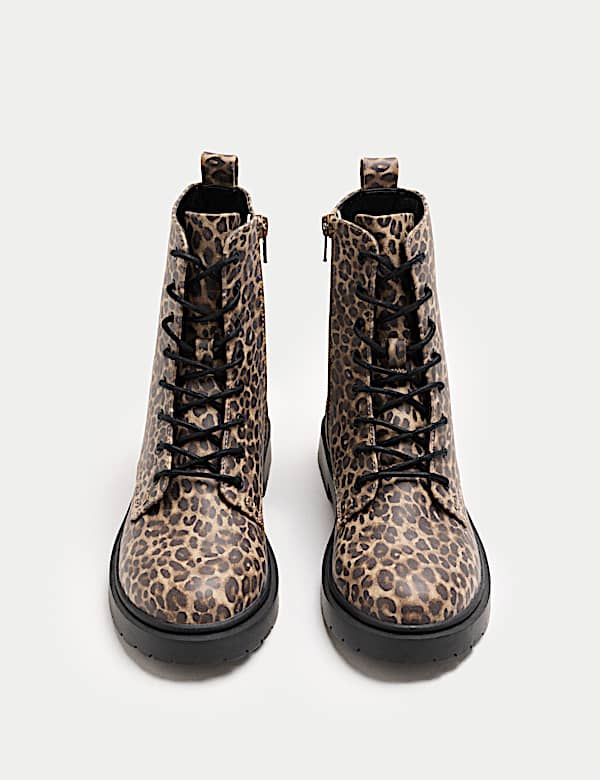 Kids' Leopard Print Ankle Boots (4 Small - 6 Large) - AL