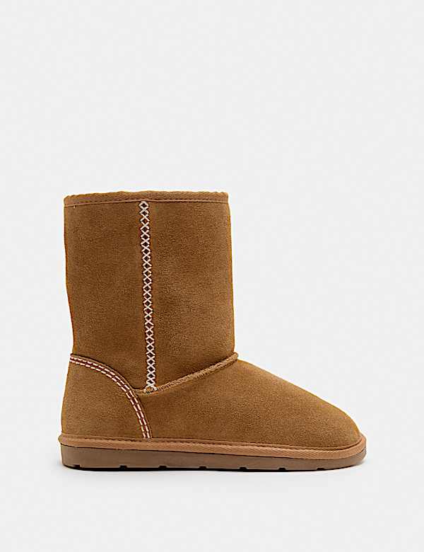 Suede Slip-On Mid Calf Boots (4 Small-6 Large) - AL