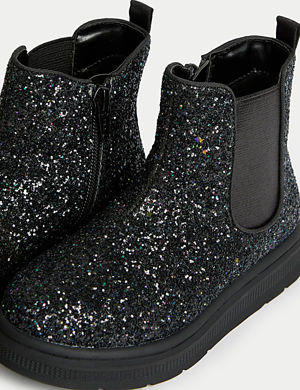 Kids' Glitter Chelsea Boots (4 Small - 2 Large) - HU