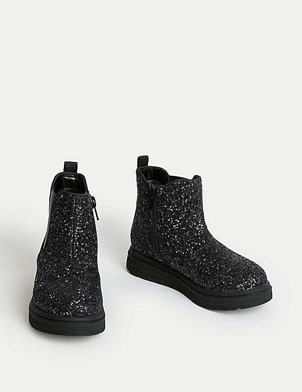 Kids' Glitter Chelsea Boots (4 Small - 2 Large) - HU