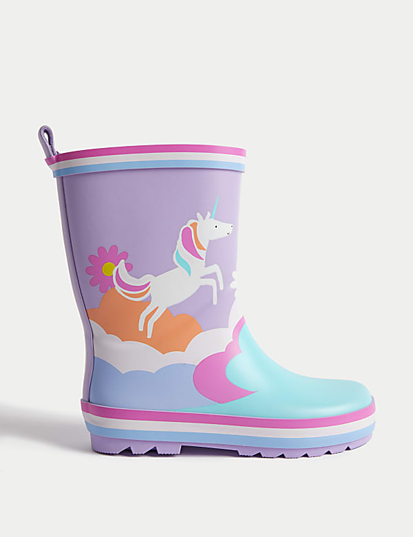 Kids Unicorn Wellies 4 Small 2 Large