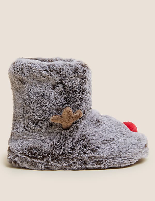 Kids' Reindeer Slipper Boots (4 Small - 6 Large) - KG