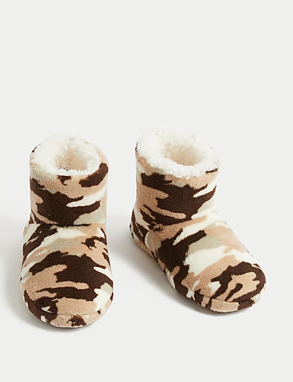 Kids' Camo Print Slipper Boots (4 Small - 7 Large) - DE