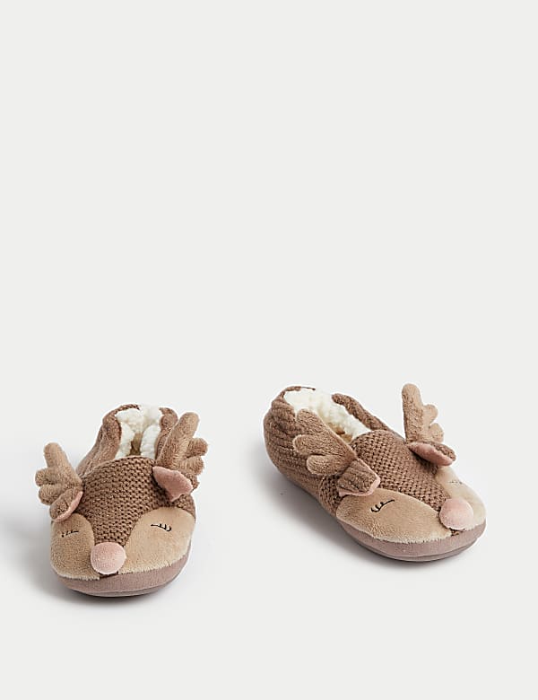 Kids' Reindeer Slippers (4 Small - 6 Large) - US