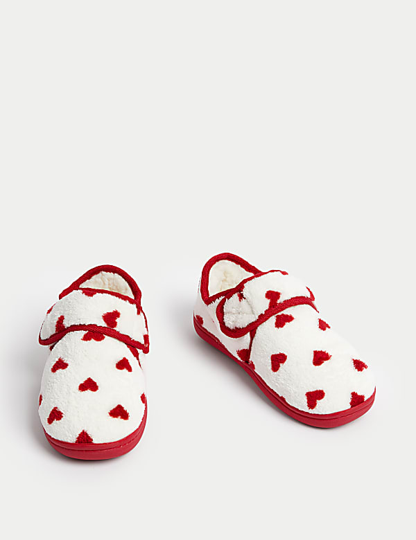 Kids' Heart Riptape Slippers (4 Small - 12 Small) - GR