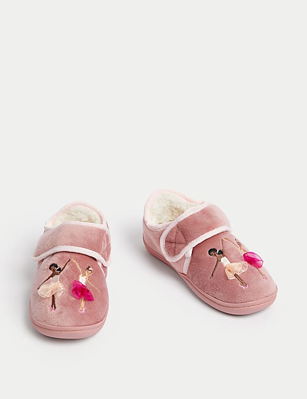 Kids' Ballerina Riptape Slippers (4 Small - 12 Small) - ES