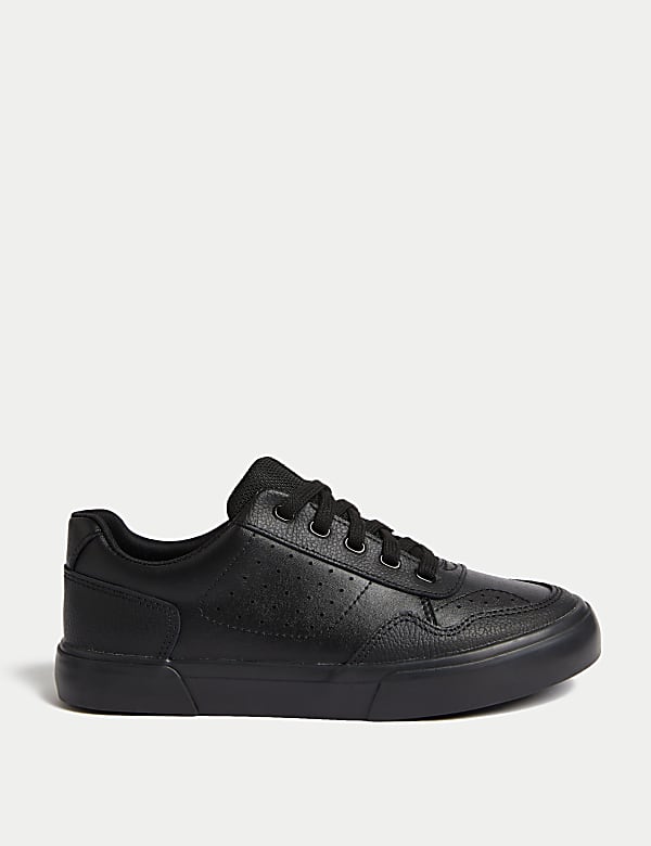 Black leather lace up school shoes hotsell