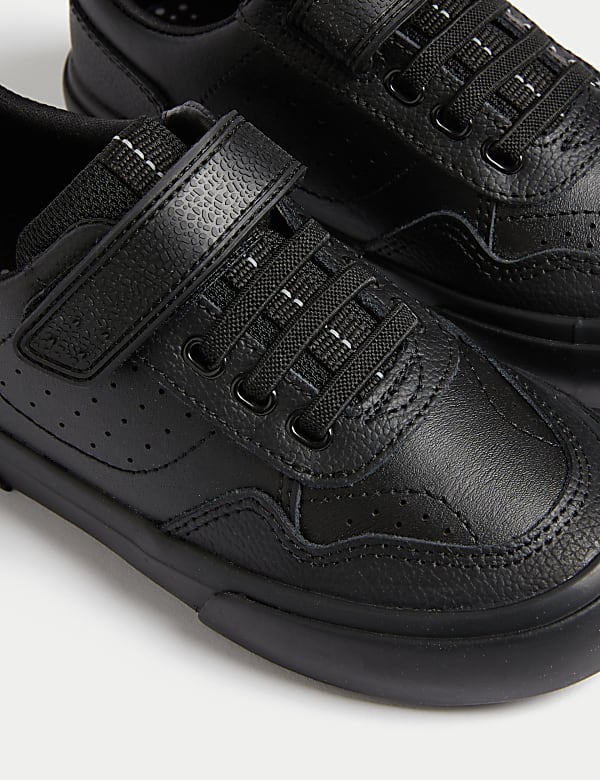 Kids' Leather Riptape School Shoes (8 Small - 2 Large) - JE