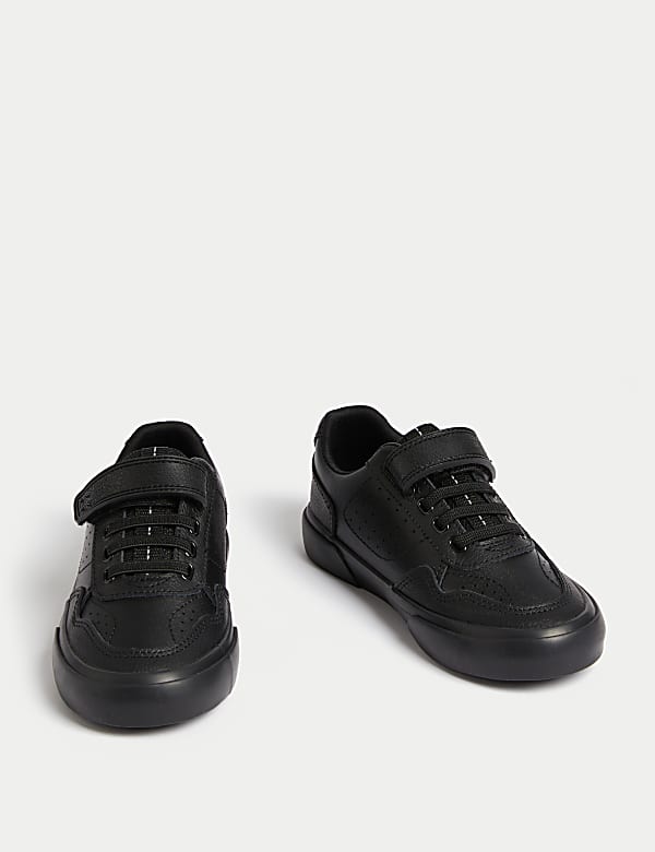 Kids' Leather Riptape School Shoes (8 Small - 2 Large) - JE