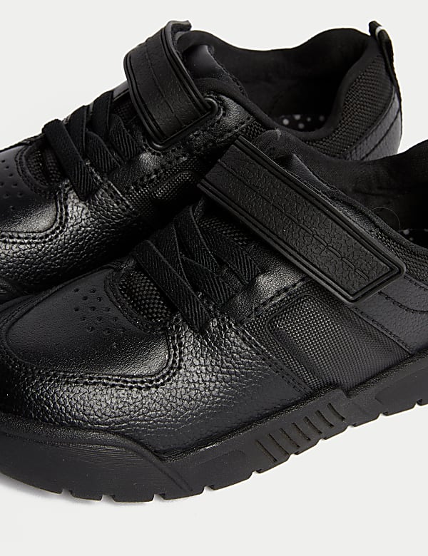 Chaussures enfants en cuir à motif texturé et bande auto-agrippante, idéales pour l’école (du 25,5 au 34,5) - CA