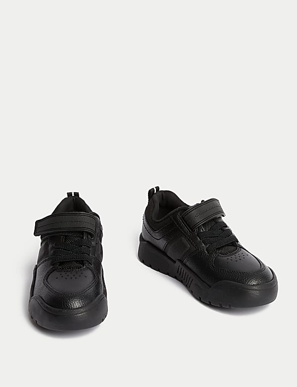 Chaussures enfants en cuir à motif texturé et bande auto-agrippante, idéales pour l’école (du 25,5 au 34,5) - CA