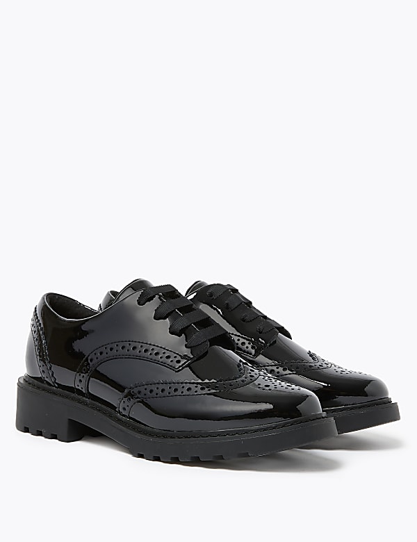 Marks Spencer Kids Leather Brogue School Shoes 13 Small 7 Large Black 4.5 L STD