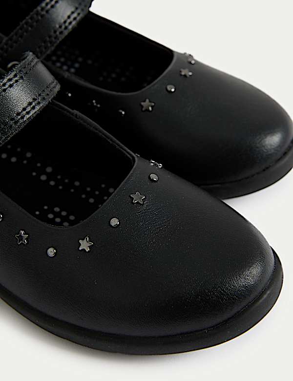 Kids' Leather Studded Riptape School Shoes (8 Small-2 Large) - IS