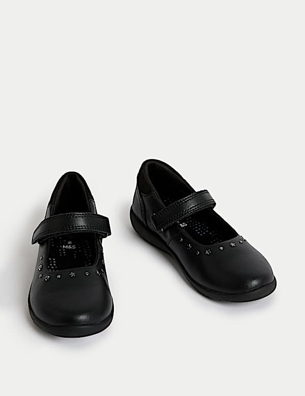 Kids' Leather Studded Riptape School Shoes (8 Small-2 Large) - IS