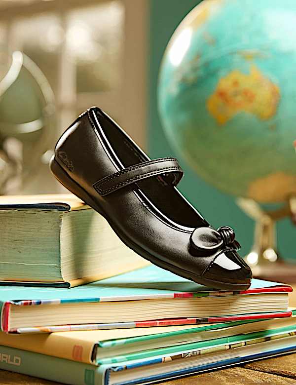 Kids' Leather Wedge Mary Jane School Shoes (2½  Large - 7 Large) - MX