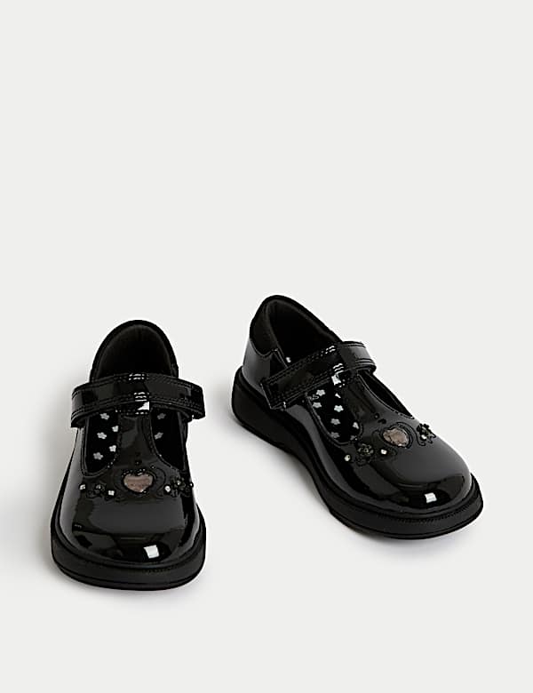 Kids' Leather Heart Riptape School Shoes (8 Small-2 Large) - IL