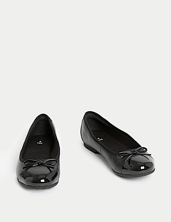 Kids' Leather Bow Ballet School Shoes (13 Small - 7 Large) - RS