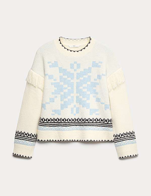 Strickpullover mit Schneeflockenmotiv (2–16 J.) - AT